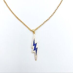 Gold Necklace with Enamel Lightening Bolt Pendant.